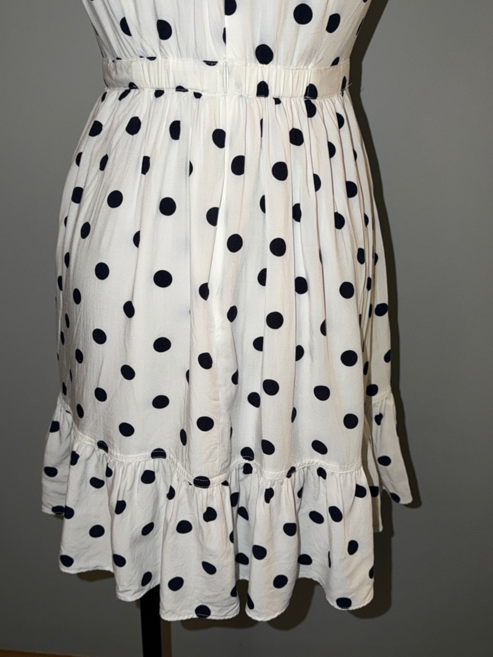 J Crew Size 2 White and Black Polka Dot V-Neck Dress - Picture 8 of 12